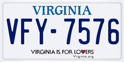 VA license plate VFY7576