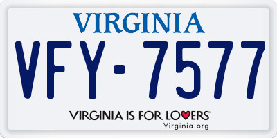 VA license plate VFY7577