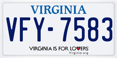 VA license plate VFY7583
