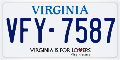 VA license plate VFY7587