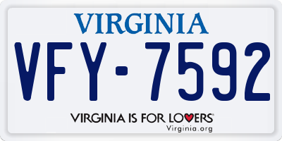 VA license plate VFY7592