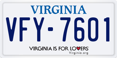 VA license plate VFY7601