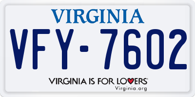 VA license plate VFY7602