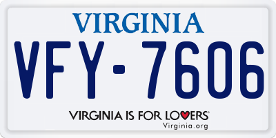 VA license plate VFY7606