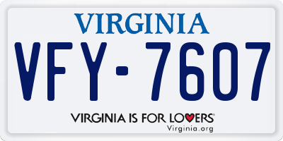 VA license plate VFY7607