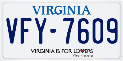 VA license plate VFY7609
