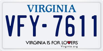 VA license plate VFY7611