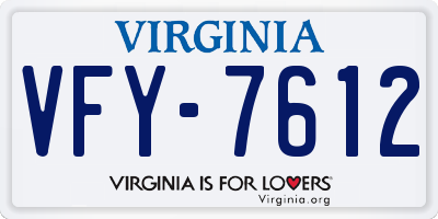 VA license plate VFY7612