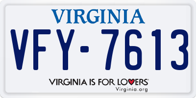 VA license plate VFY7613