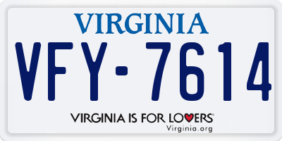 VA license plate VFY7614