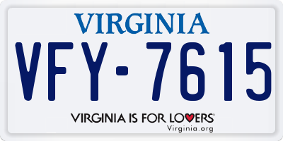 VA license plate VFY7615