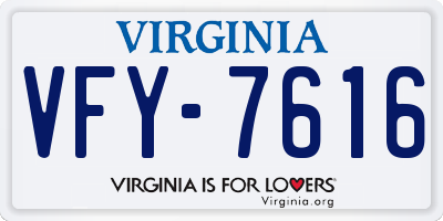 VA license plate VFY7616