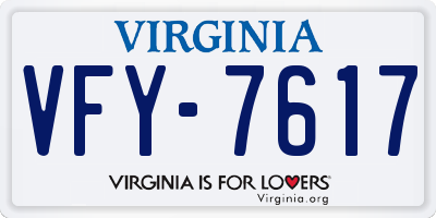 VA license plate VFY7617