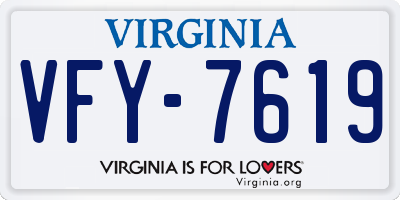 VA license plate VFY7619