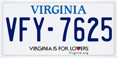 VA license plate VFY7625