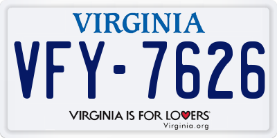 VA license plate VFY7626