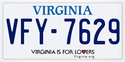VA license plate VFY7629
