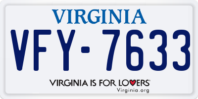 VA license plate VFY7633
