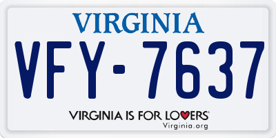 VA license plate VFY7637