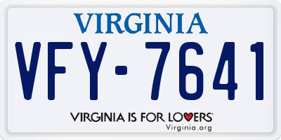 VA license plate VFY7641