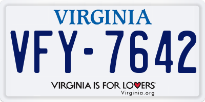 VA license plate VFY7642