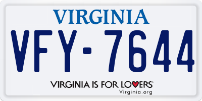 VA license plate VFY7644