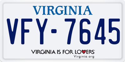 VA license plate VFY7645