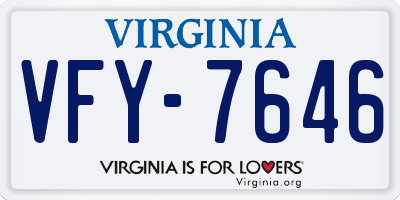 VA license plate VFY7646