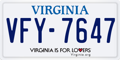 VA license plate VFY7647