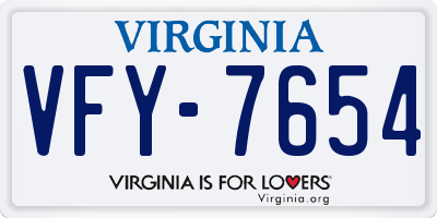 VA license plate VFY7654