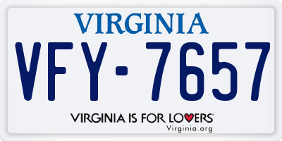VA license plate VFY7657