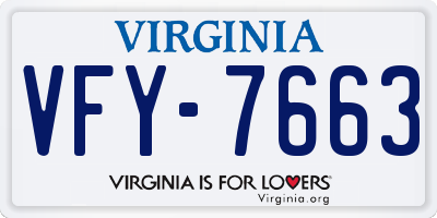VA license plate VFY7663