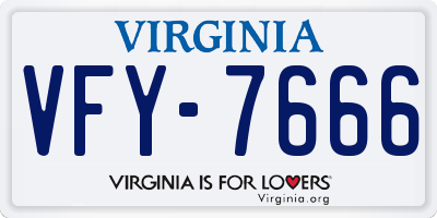 VA license plate VFY7666
