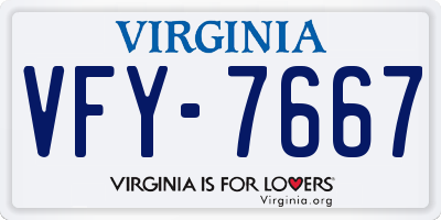 VA license plate VFY7667