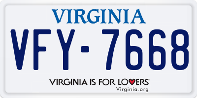 VA license plate VFY7668