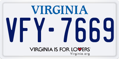 VA license plate VFY7669
