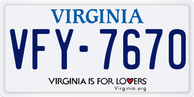 VA license plate VFY7670