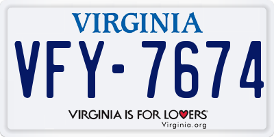 VA license plate VFY7674