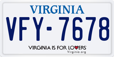 VA license plate VFY7678