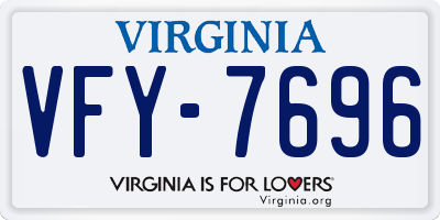 VA license plate VFY7696