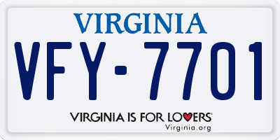 VA license plate VFY7701
