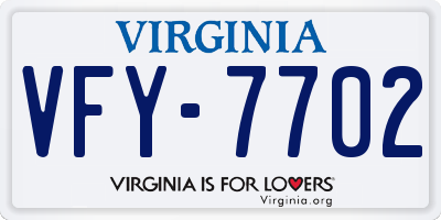 VA license plate VFY7702