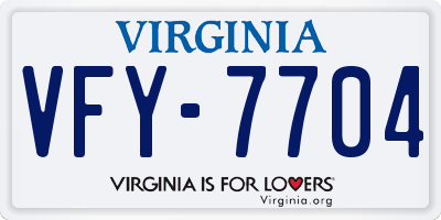 VA license plate VFY7704