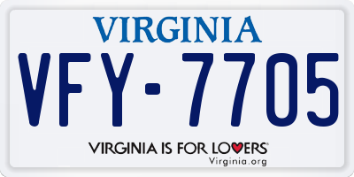 VA license plate VFY7705