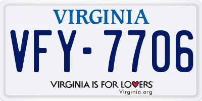 VA license plate VFY7706