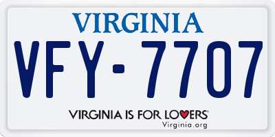 VA license plate VFY7707