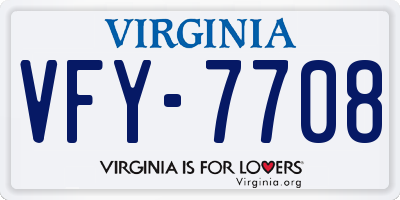 VA license plate VFY7708