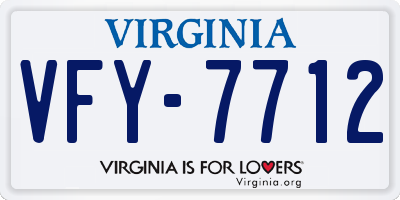 VA license plate VFY7712