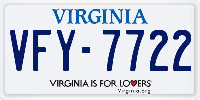 VA license plate VFY7722