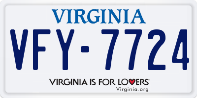 VA license plate VFY7724